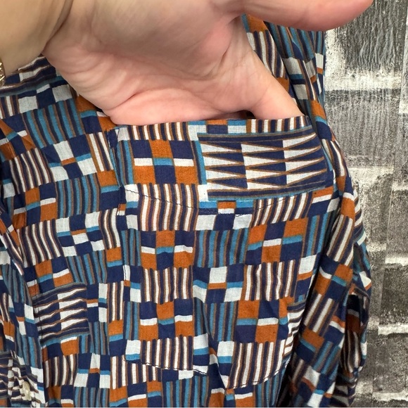 Isabel Marant Etoile Nahla Printed Blouse geometric button down shirt top blue - Picture 8 of 12